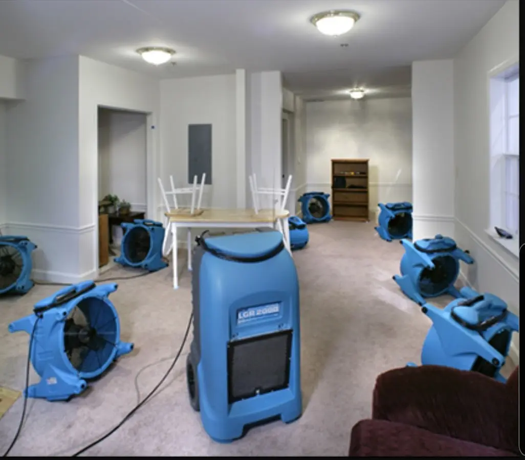 Air movers and dehumidifier setup for Water Extraction & Removal in Breaux Bridge